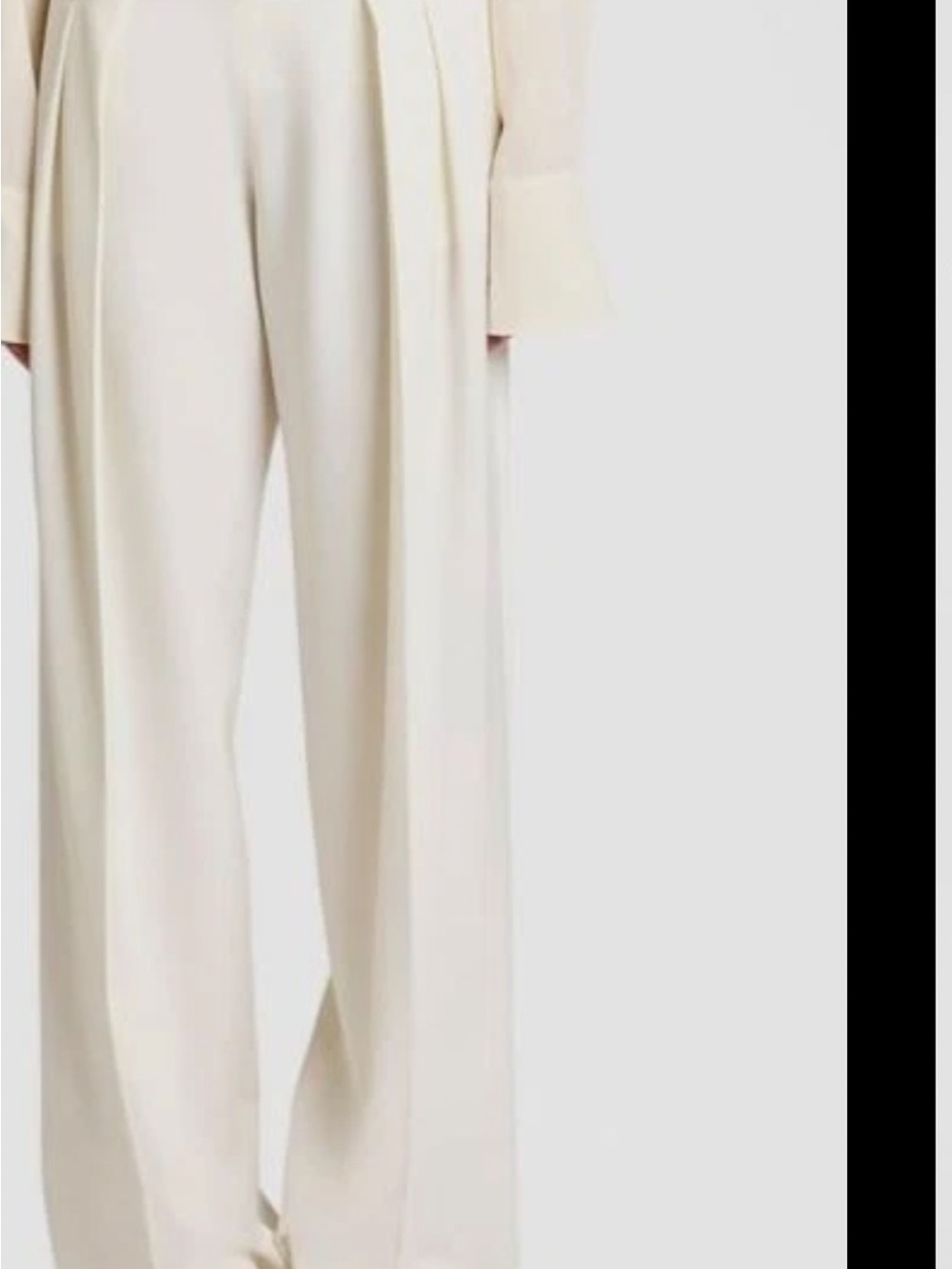 Victoria Beckham Cream Wide-Leg Pleated Trousers